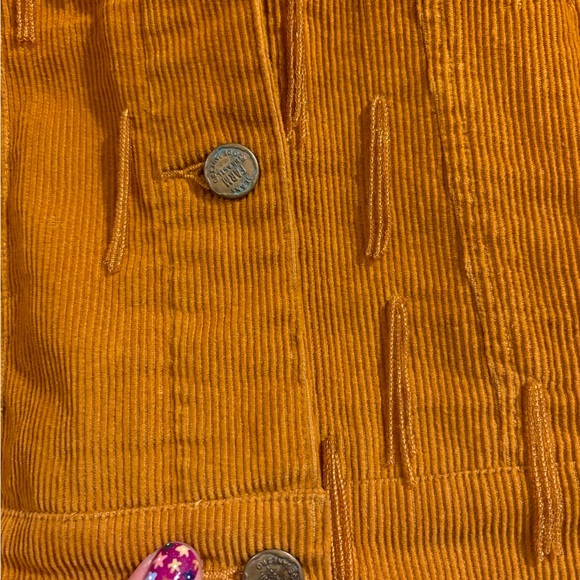 Farm Rio beaded corduroy button up shirt/jacket mustard yellow size small - Picture 2 of 8